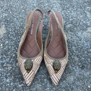 Kurt Geiger Gold and Cream Slingback Heels